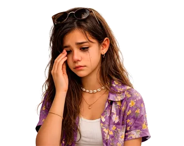 Adolescente com expressão de tristeza